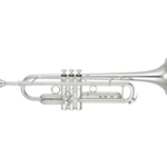 Yamaha YTR8335IIRS Custom Xeno Trumpet; key of Bb; silver-plated; .459" bore; one-piece 4-7/8" yellow brass bell; monel alloy pistons; reversed leadpipe; main tuning slide brace; TRC-800E case; 16C4 mouthpiece