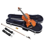 V3SKA12 Violin 1/2 Yamaha Shaped Thermoplastic Case, Metal Valanve, Wood Bow, Rosin