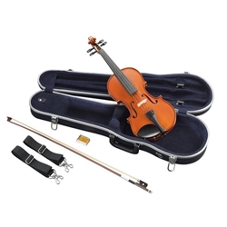 V3SKA12 Violin 1/2 Yamaha Shaped Thermoplastic Case, Metal Valanve, Wood Bow, Rosin