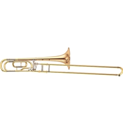 Yamaha YSL448G YSL-448GC
Intermediate Trombone; key of Bb/F; .547" bore; 8-1/2" gold brass two-piece bell; F-attachment; SLC-210 case; 48 mouthpiece; China